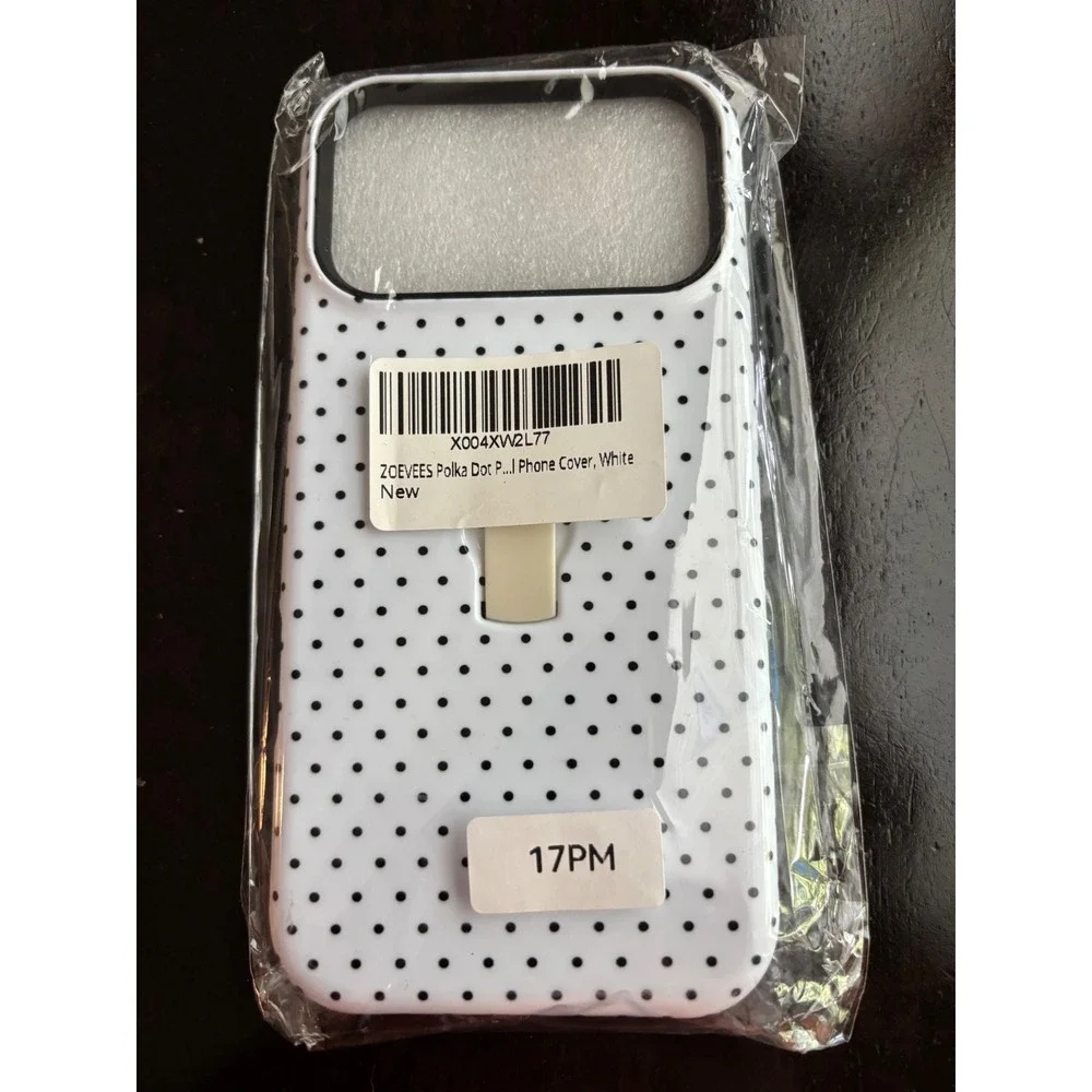 Zoevees Polka Dot iPhone Case White Black Pattern with Built-in Kickstand New